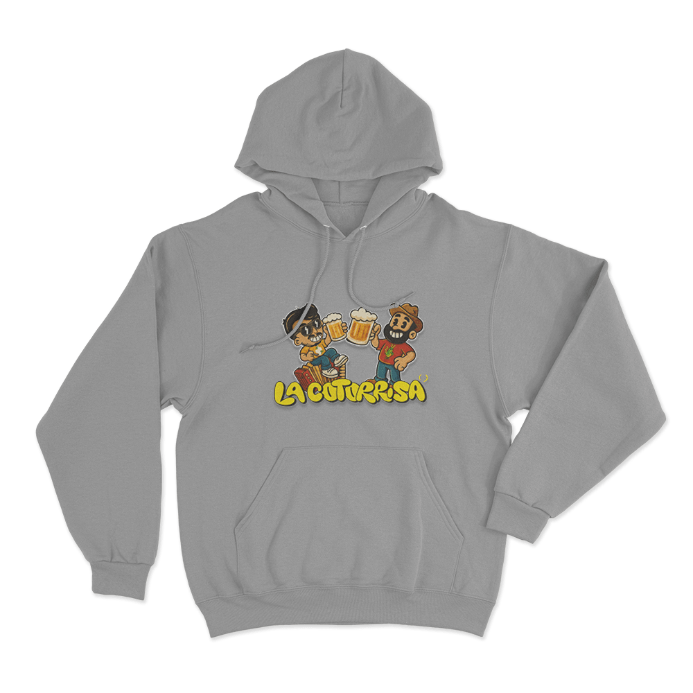 La Cotorrisa Beer Toast Friends Unisex Hoodie Grey La Cotorrisa Beer Toast Friends Unisex Hoodie Grey