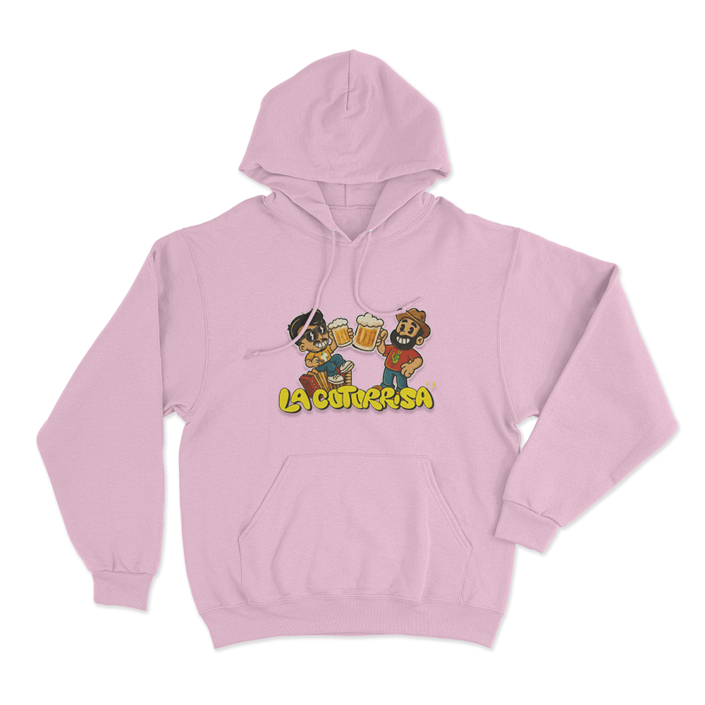 La Cotorrisa Beer Toast Friends Unisex Hoodie Pink La Cotorrisa Beer Toast Friends Unisex Hoodie Pink