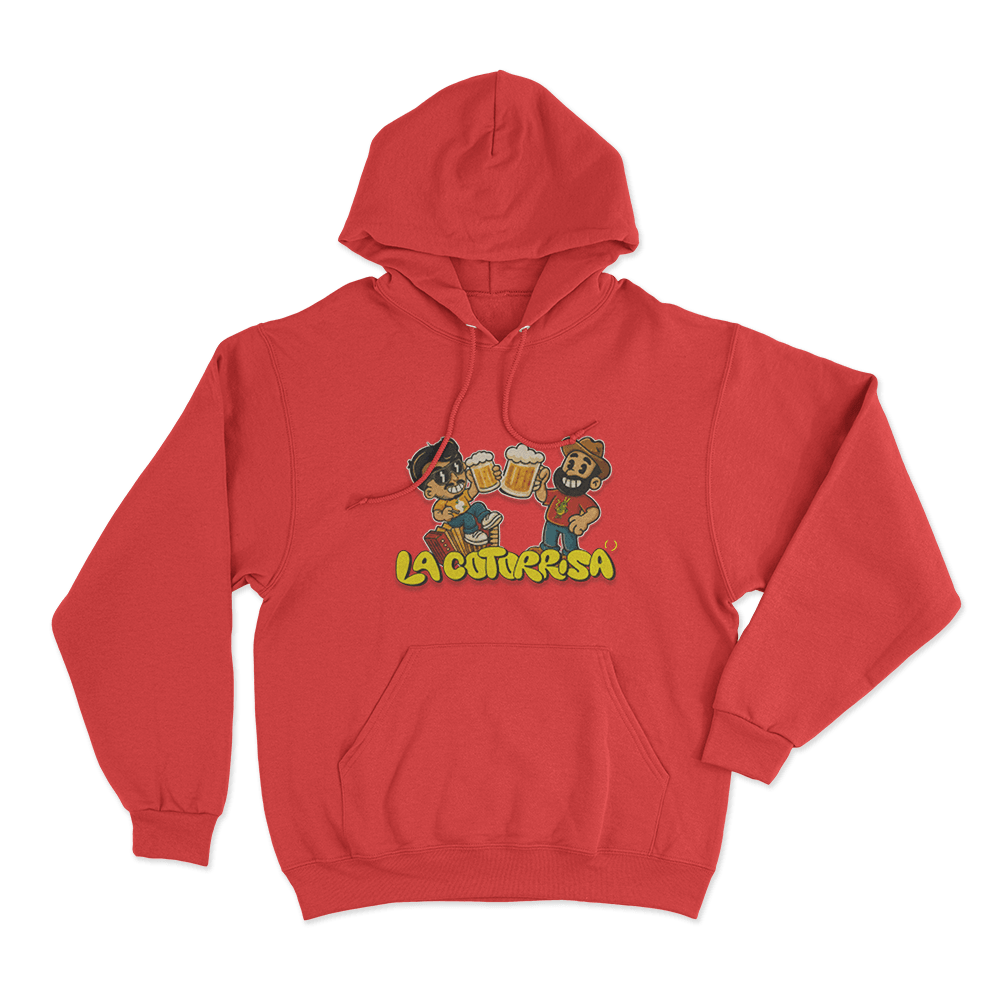 La Cotorrisa Beer Toast Friends Unisex Hoodie Red La Cotorrisa Beer Toast Friends Unisex Hoodie Red