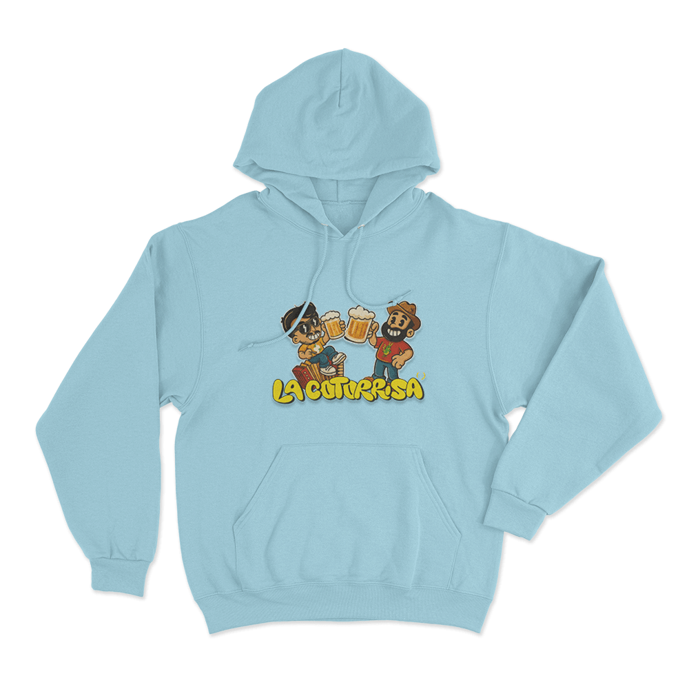 La Cotorrisa Beer Toast Friends Unisex Hoodie Sky Blue La Cotorrisa Beer Toast Friends Unisex Hoodie Sky Blue