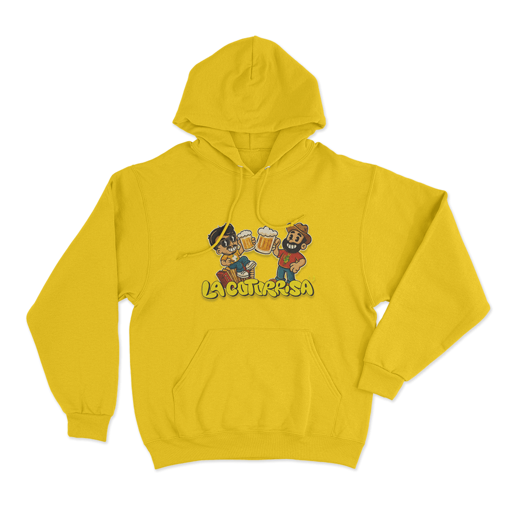 La Cotorrisa Beer Toast Friends Unisex Hoodie Yellow La Cotorrisa Beer Toast Friends Unisex Hoodie Yellow