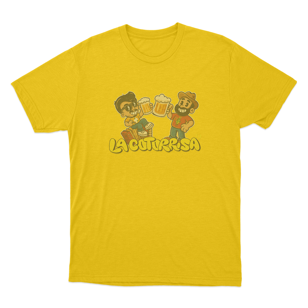 La Cotorrisa Beer Toast Friends Unisex T Shirt Yellow La Cotorrisa Beer Toast Friends Unisex T Shirt Yellow