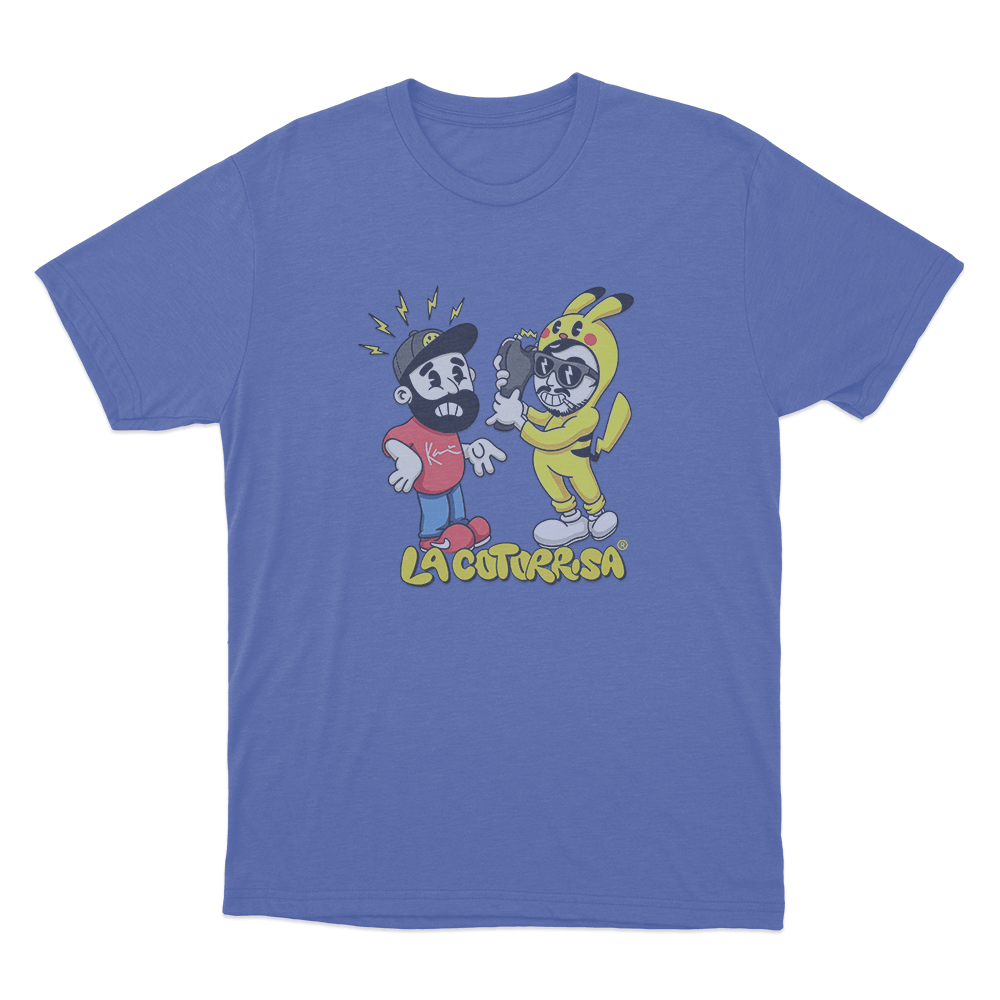 La Cotorrisa Cartoon Duo Unisex T Shirt Blue La Cotorrisa Cartoon Duo Unisex T Shirt Blue