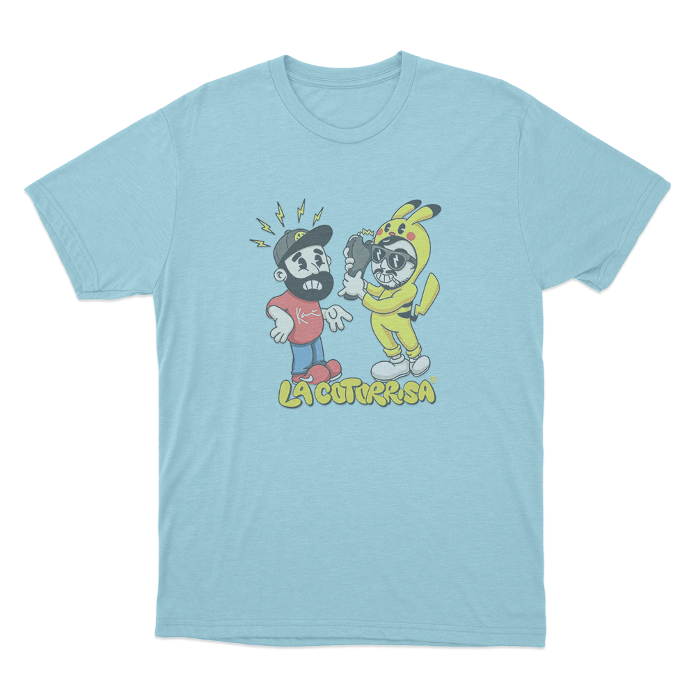 La Cotorrisa Cartoon Duo Unisex T Shirt Sky Blue La Cotorrisa Cartoon Duo Unisex T Shirt Sky Blue