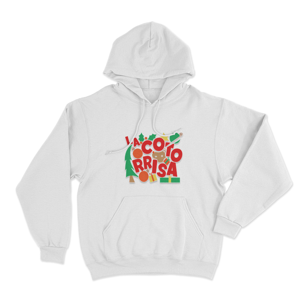 La Cotorrisa Christmas Celebration Unisex Hoodie White La Cotorrisa Christmas Celebration Unisex Hoodie White